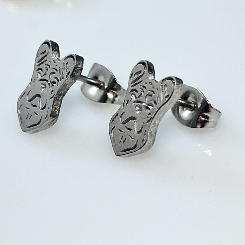 Tiny French Boxer Stud Earrings Stainless Steel